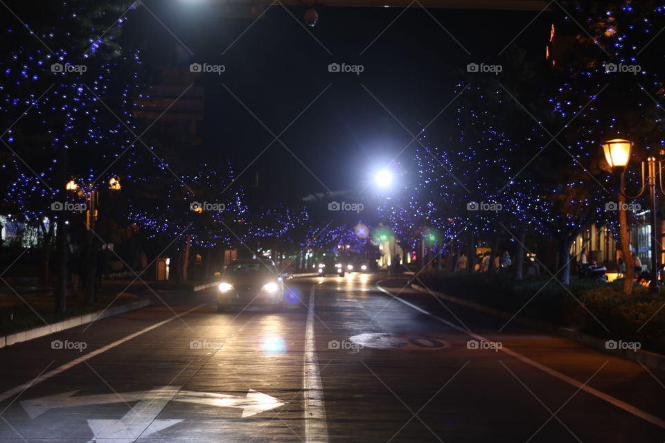 Beautiful sparkling Road at night