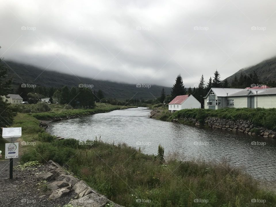 Icelandic village by the river