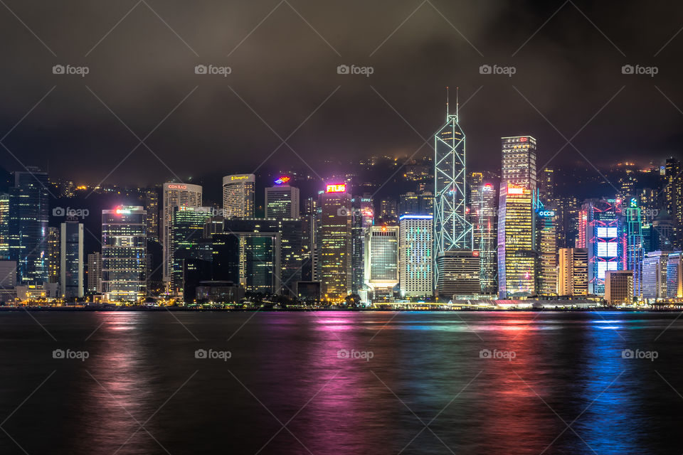 Night View of Hong Kong Island from Avenue of Stars
