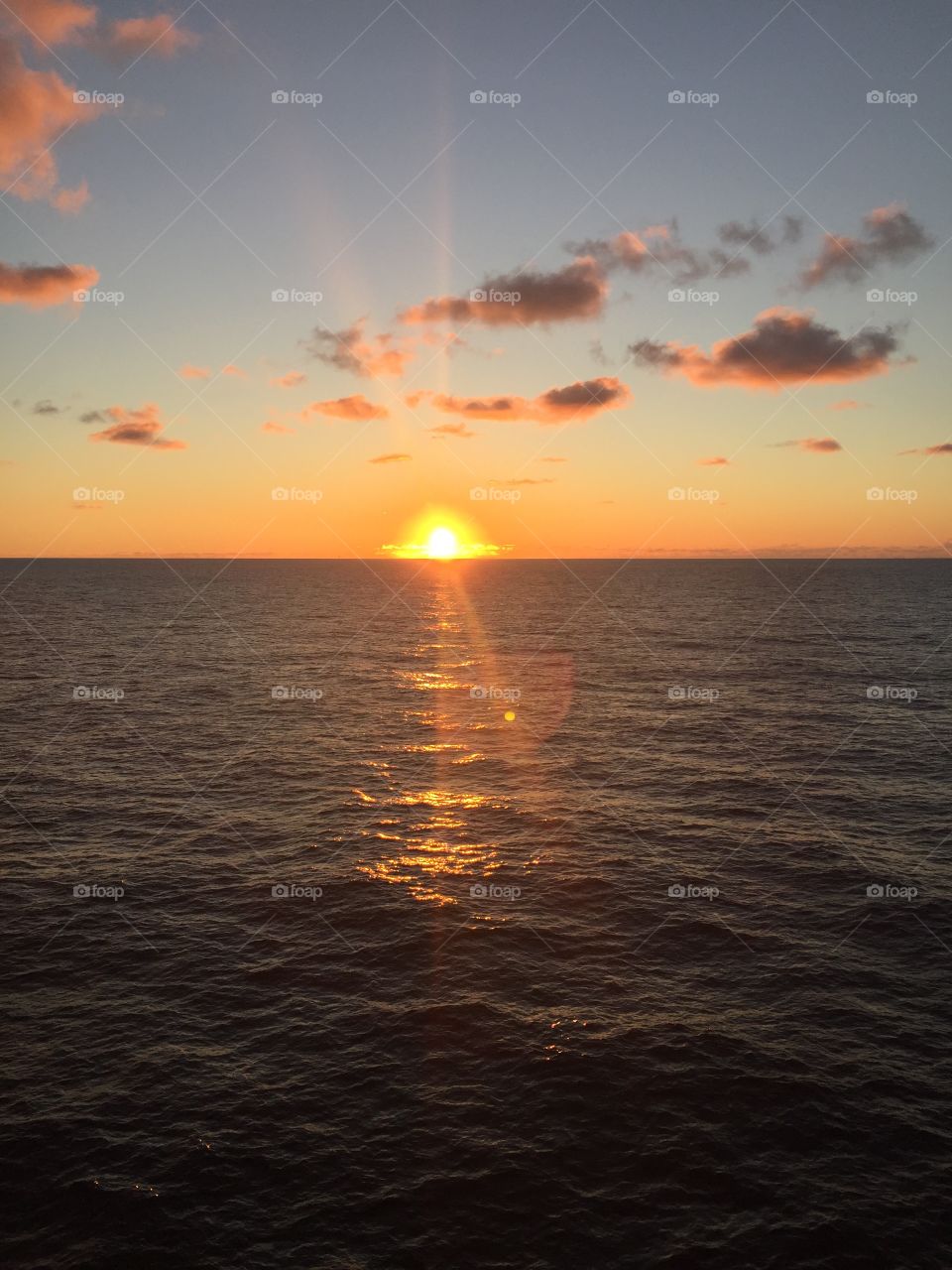 Gulf of Mexico: sunrise from an oilfield platform. 