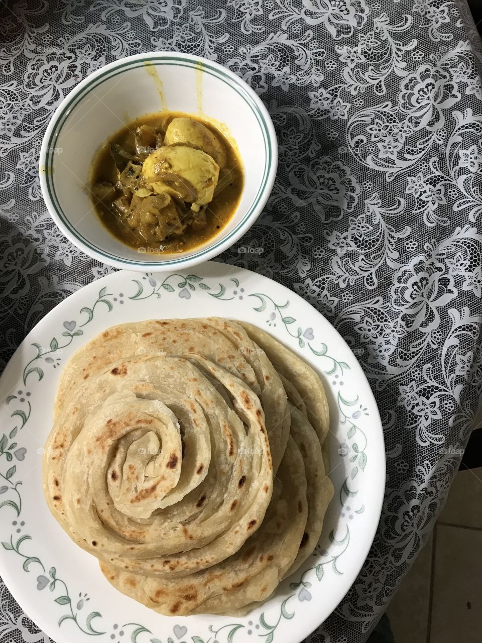 Food- Indian food parotta  & egg curry 