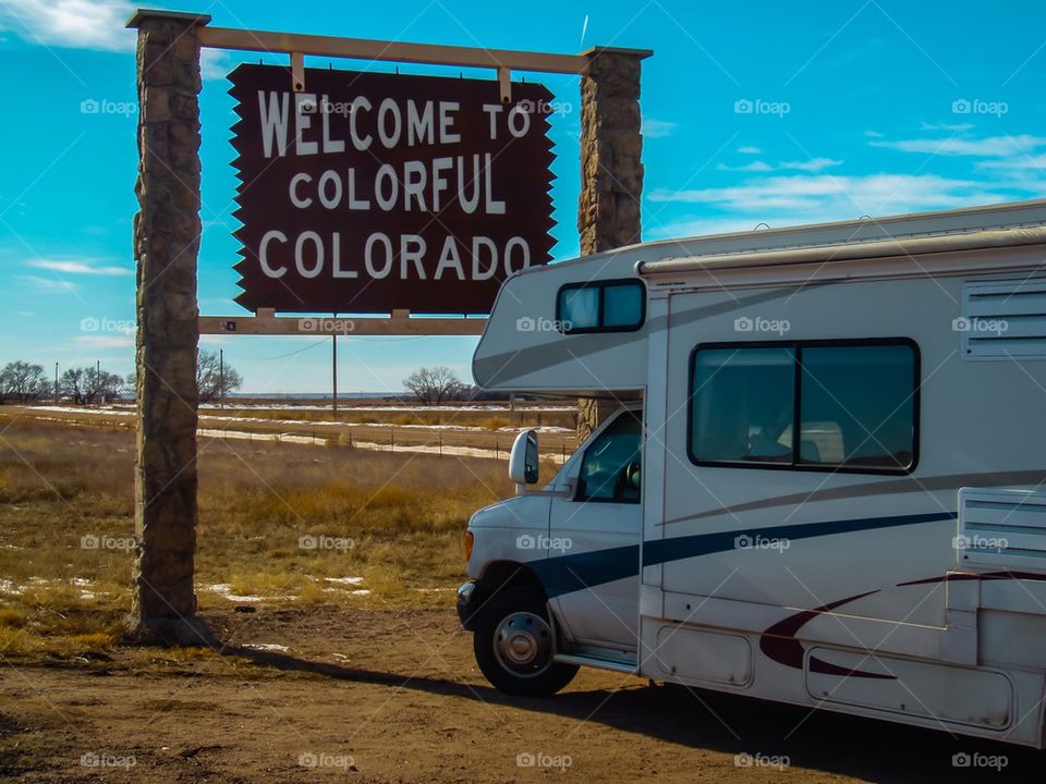 Border state sign checkpoint welcome to Colorado 