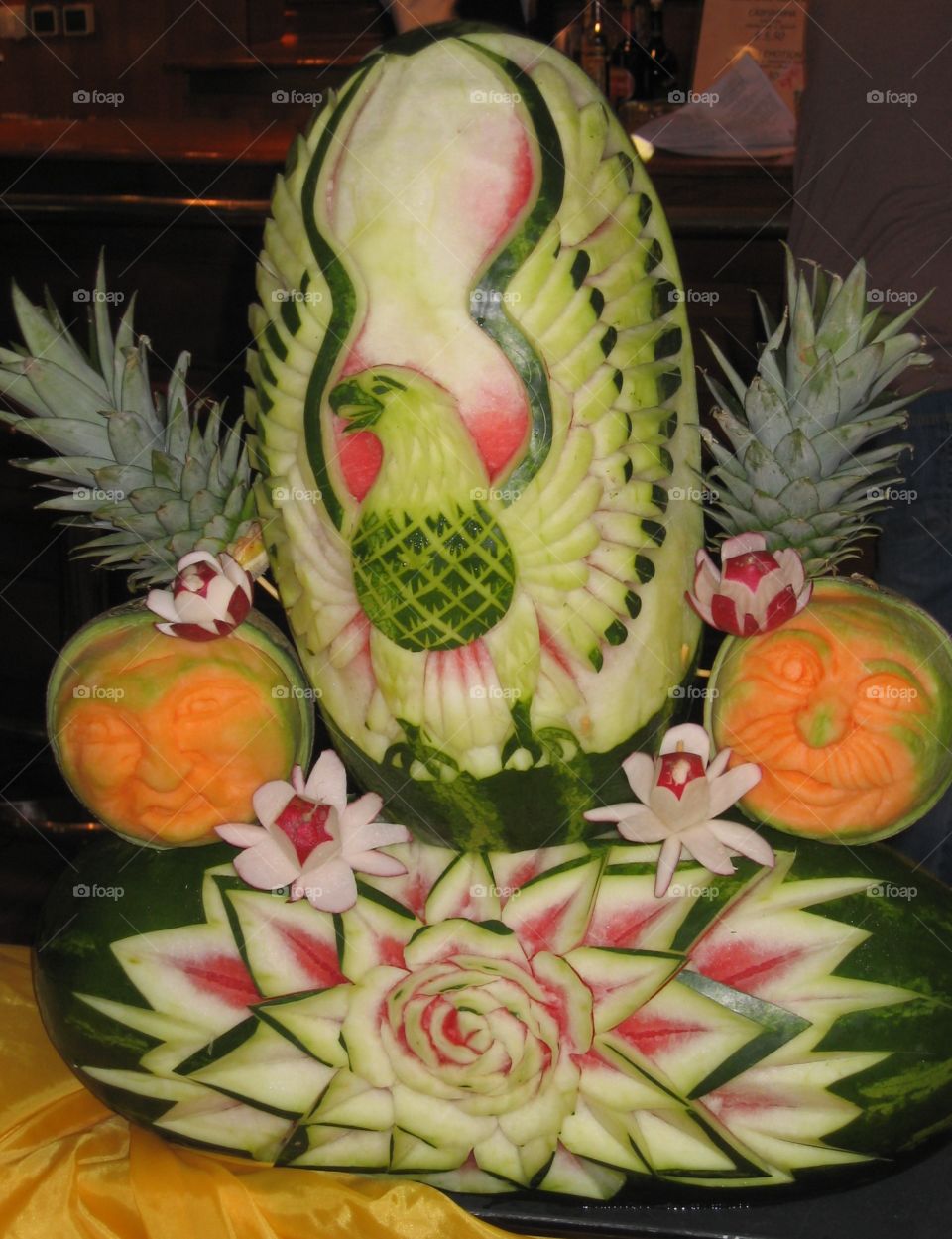 Decorative Carved Fruit Platter. Decorative Carved Fruit Platter