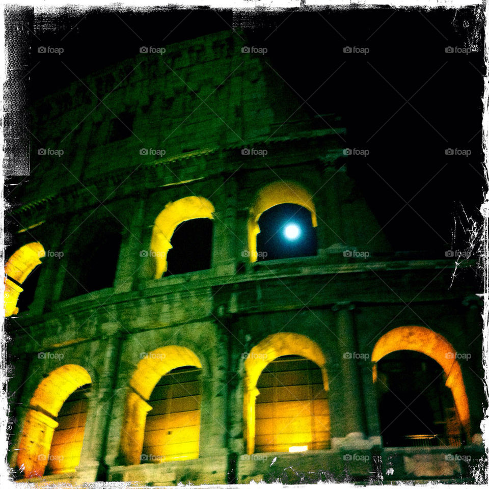 night rome colosseum moon by haq