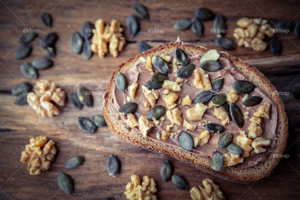 Sandwich with chocolate and nuts 