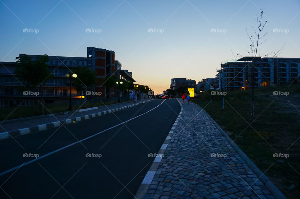 Street at sunset