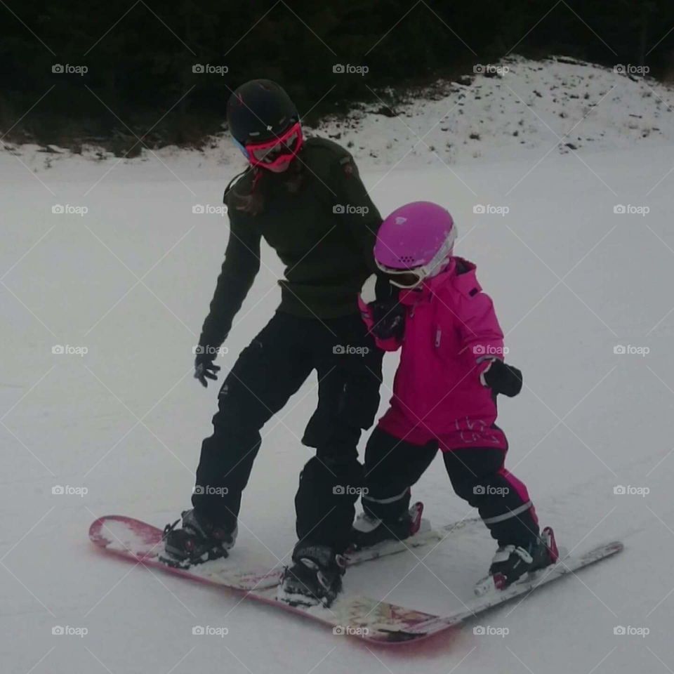 snowboarding with kids