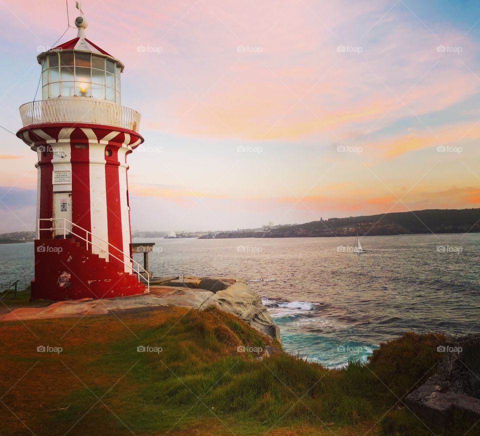 Red and white lighthouse- south Head syd 
