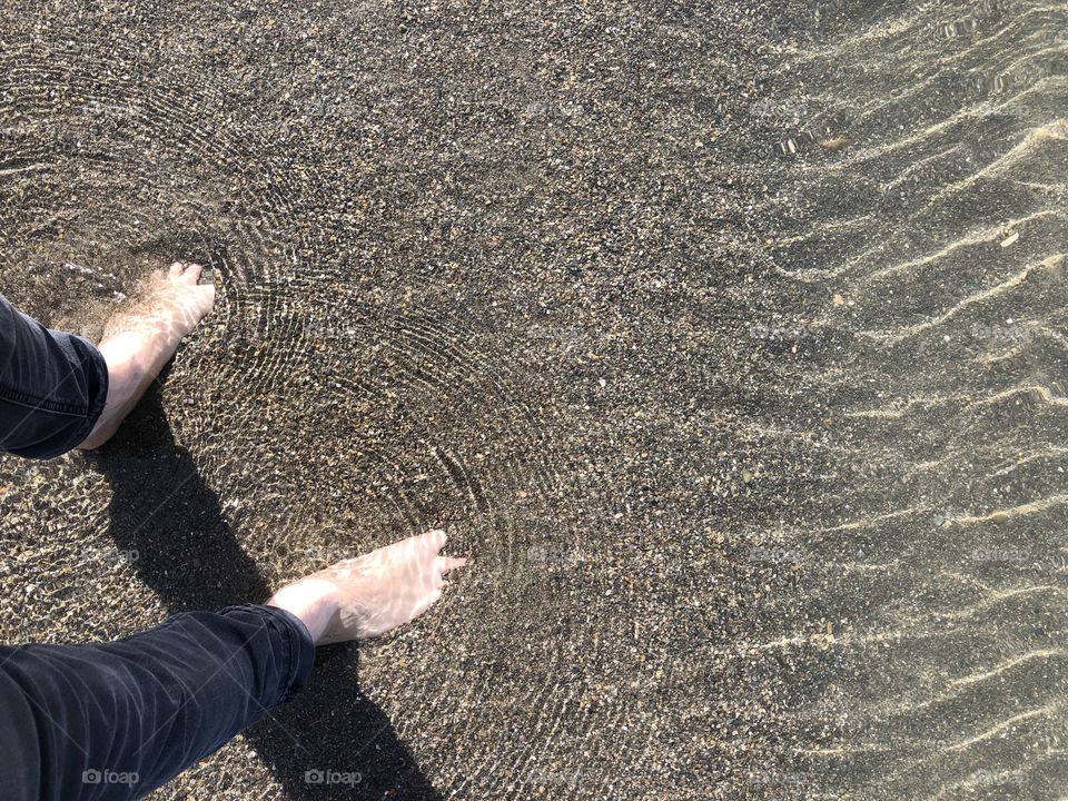 Walking in sand and water beach sea