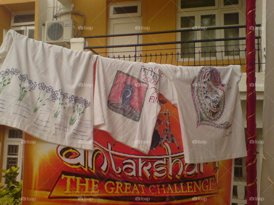 T-Shirts Put Up For Drying