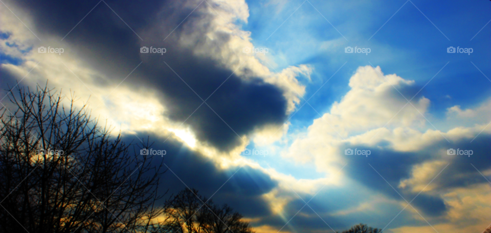 sky blue clouds sun by srpphoto