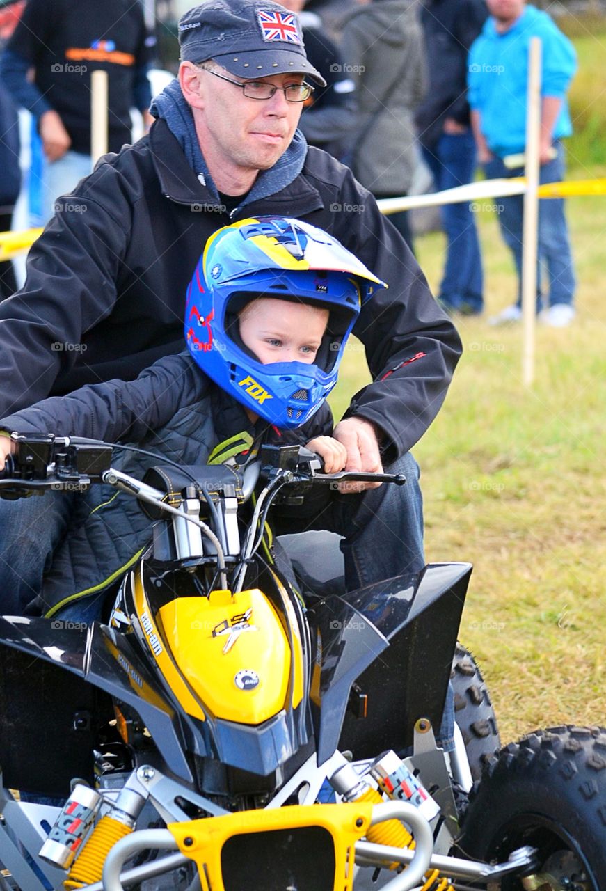 Father and son on a bike