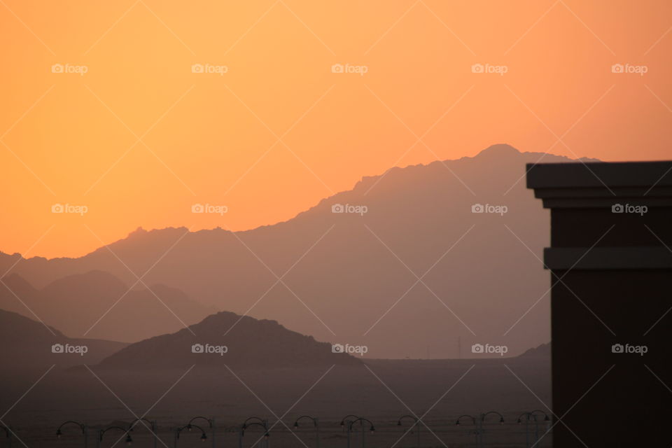 View of sunset in Sahara desert