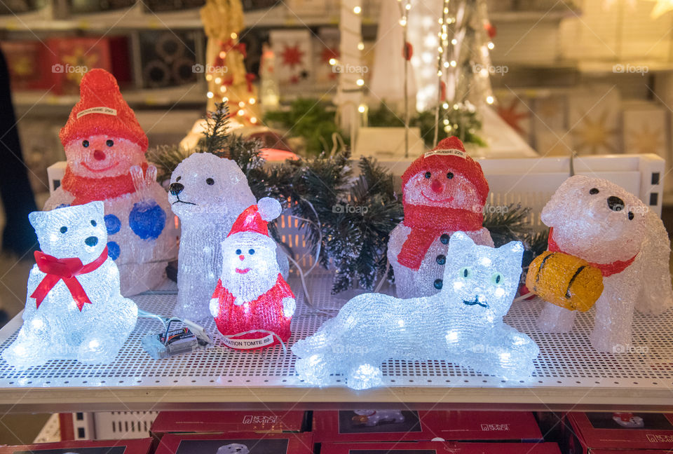 Christmas decorations in a swedish store.