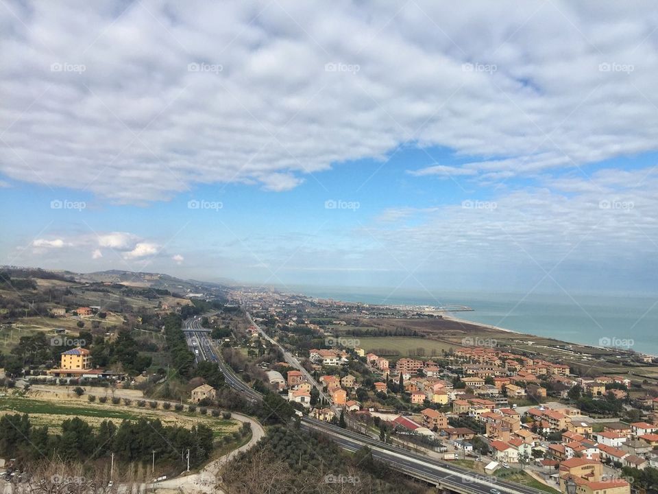 High angle view of city