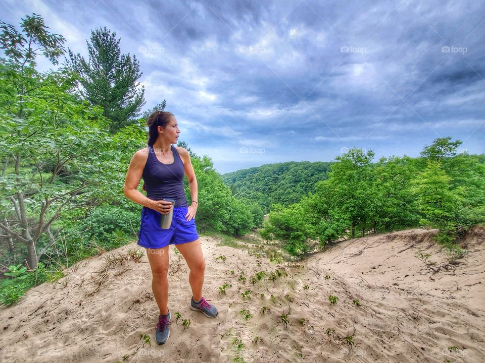 Scenic overlook beautiful woman