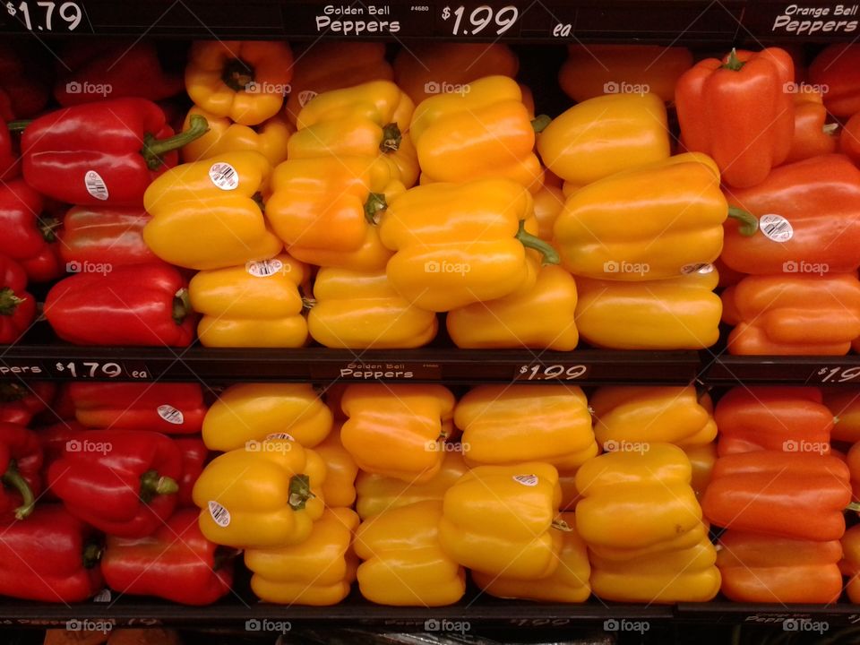 Bell peppers at supermarket