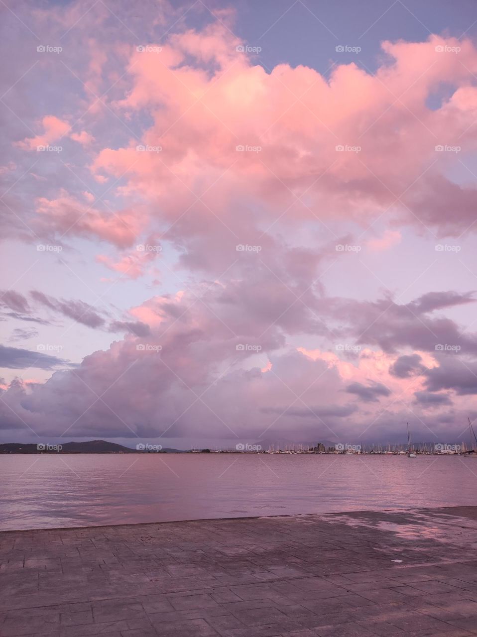 Pink sky over the ionian sea