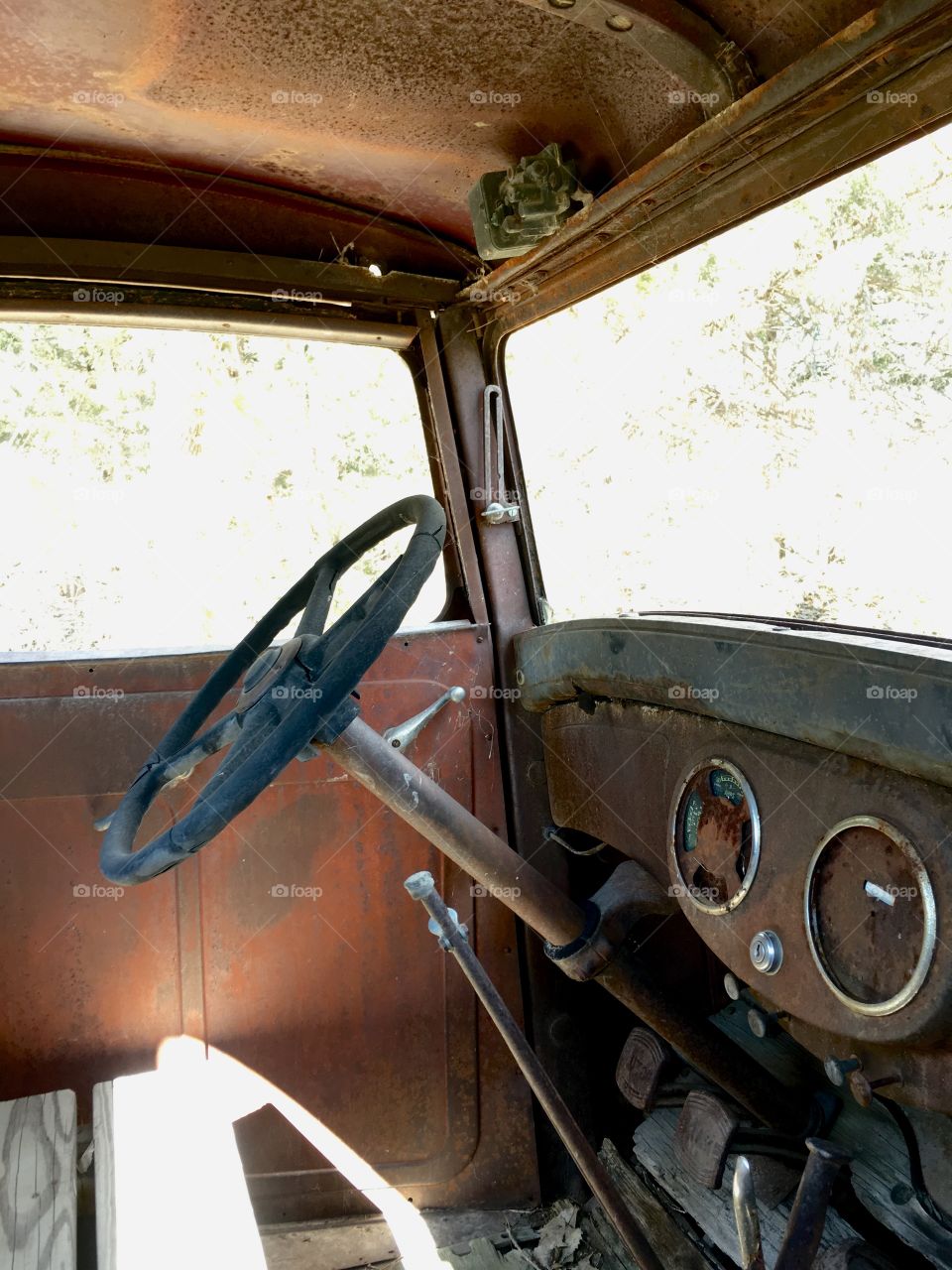 Interior of vintage truck