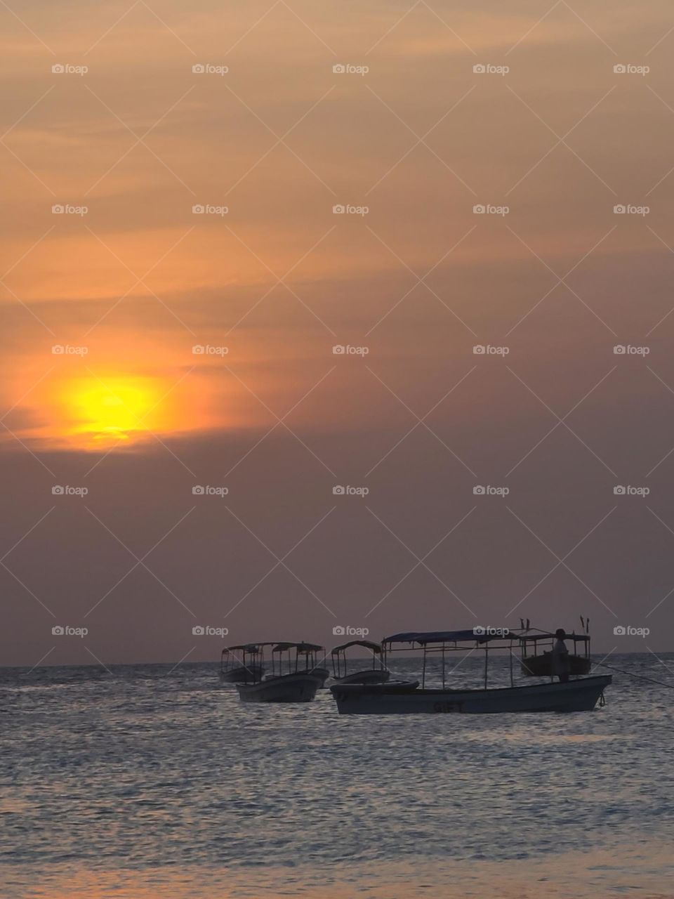 sunset and boats, Zanzibar