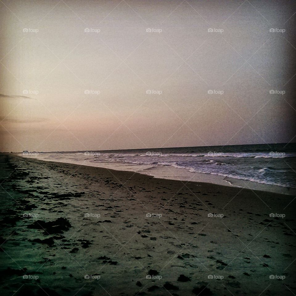 Beach at dusk. On the Atlantic coast of Florida