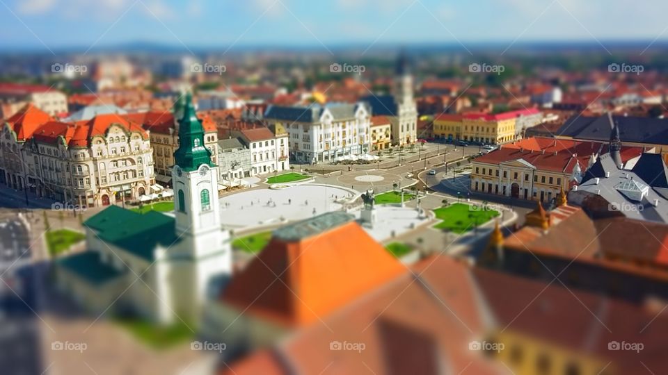 Oradea City view from the town hall clock tower