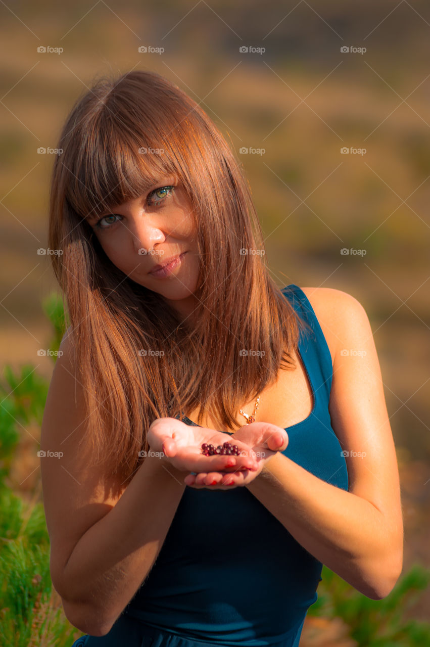Girl with lingonberry
