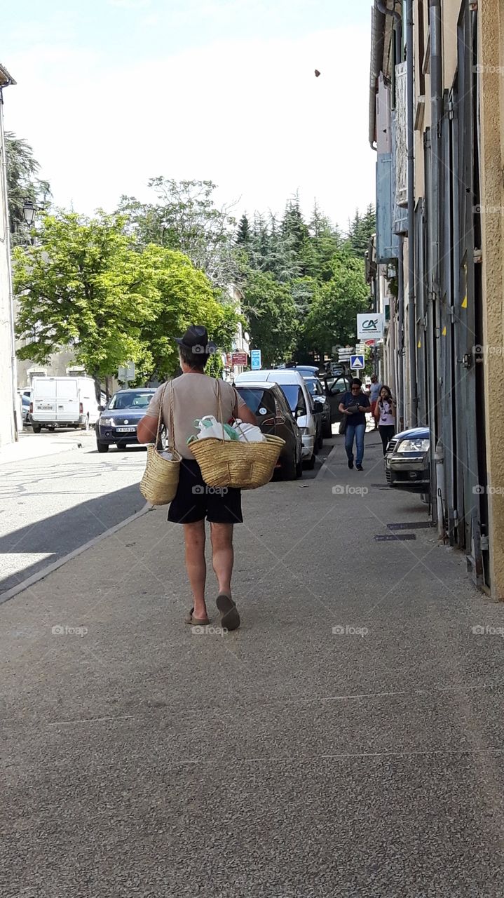 Man walking in Sault, France.
