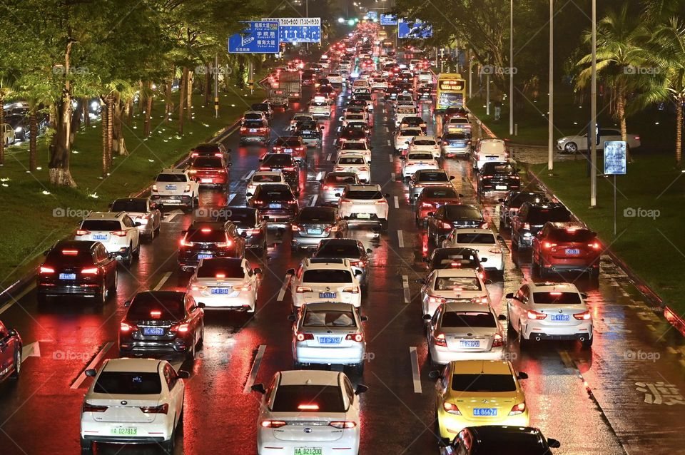 Cars on the busy road 