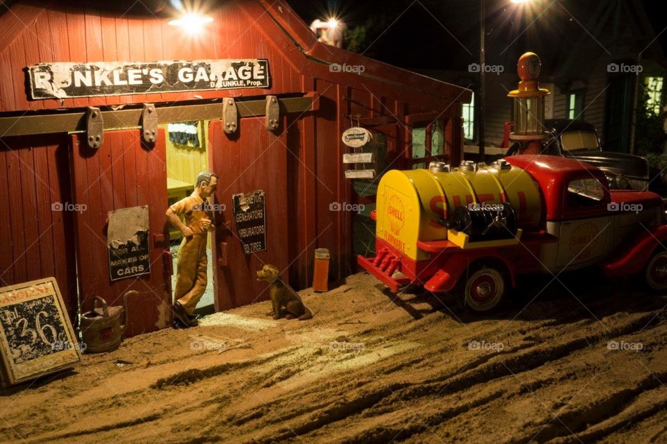 My garden railroad at night