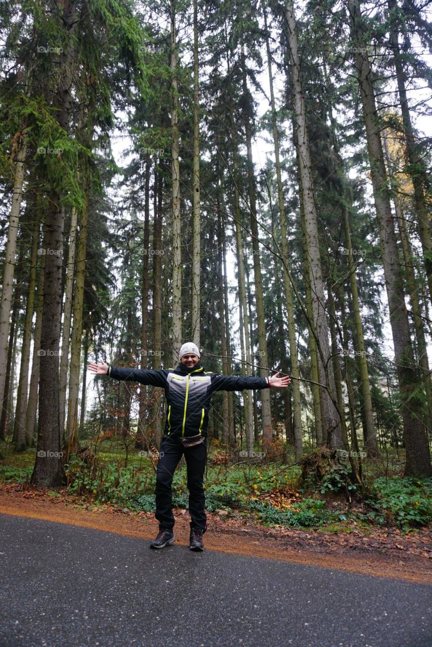 Nature#forest#trees#rain#human