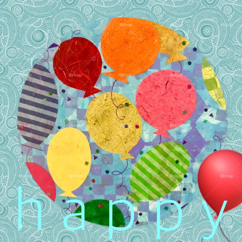 Graphic birthday balloons aqua background 