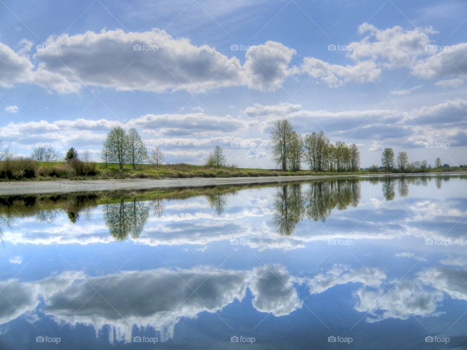 South Alouette Reflection. Kayaking the South Alouette River and the cloud reflections were breath taking!