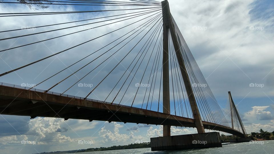 Turismo, ponte suspensa, rio, água.