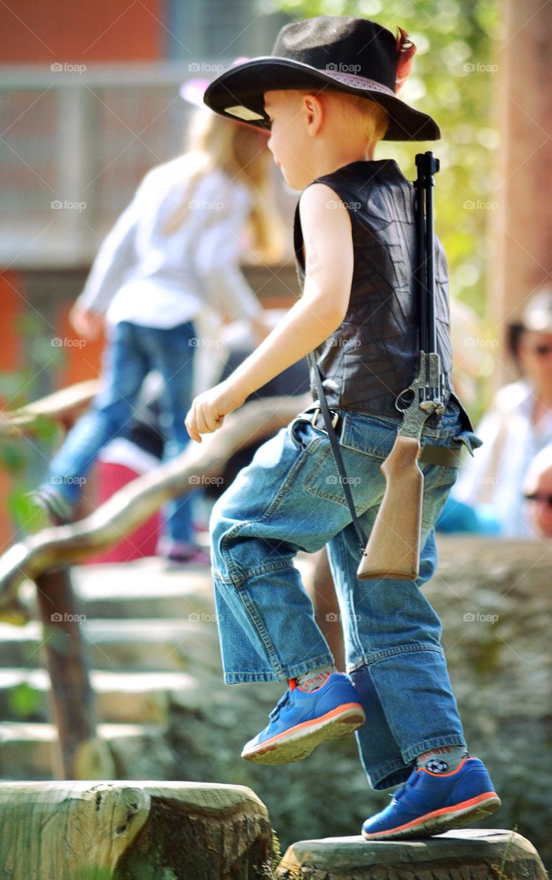 Playing. Boy playing at the playground