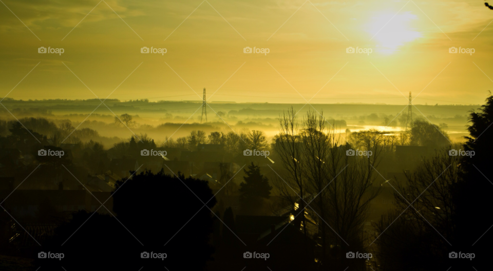 morning sunrise mist english countryside by tomfish