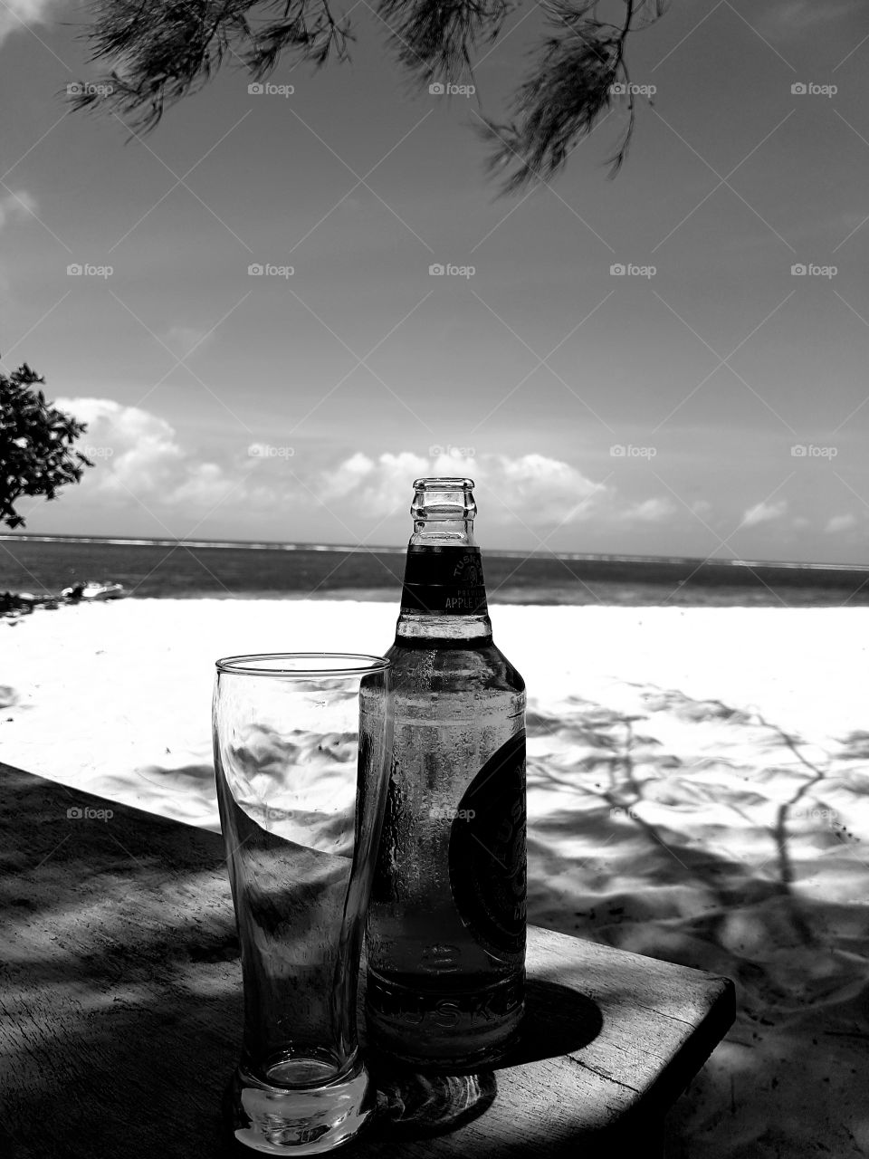 Having a beer on Vipingo beach in Kenya