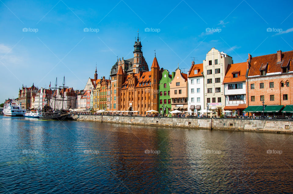 Buildings on riverside in Gdańsk, Poland