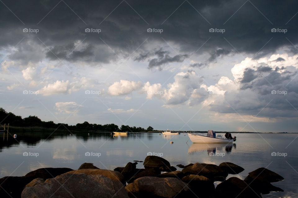 ocean water cloud boat by chrille_b