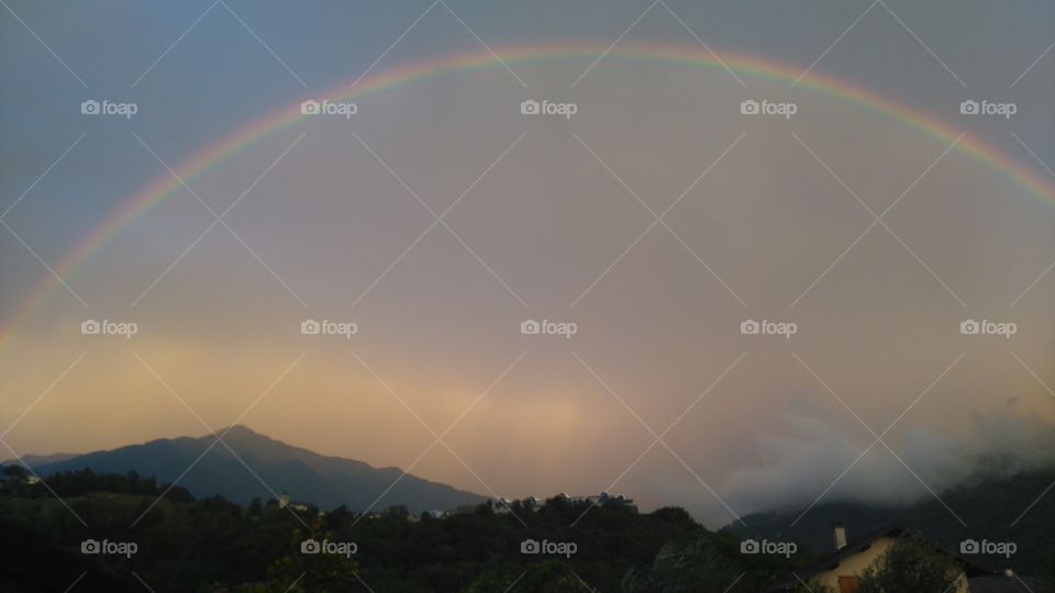 Rainbow, Landscape, Storm, Mountain, Weather