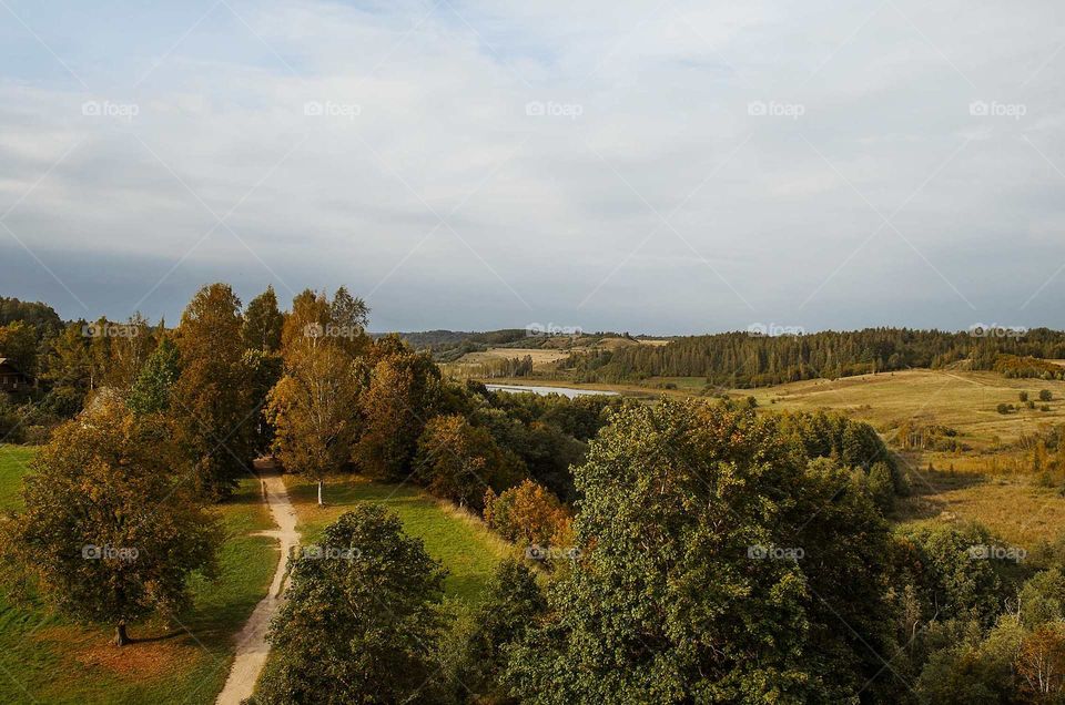 View of the expanses of the Pskov region in Russia. Autumn time.