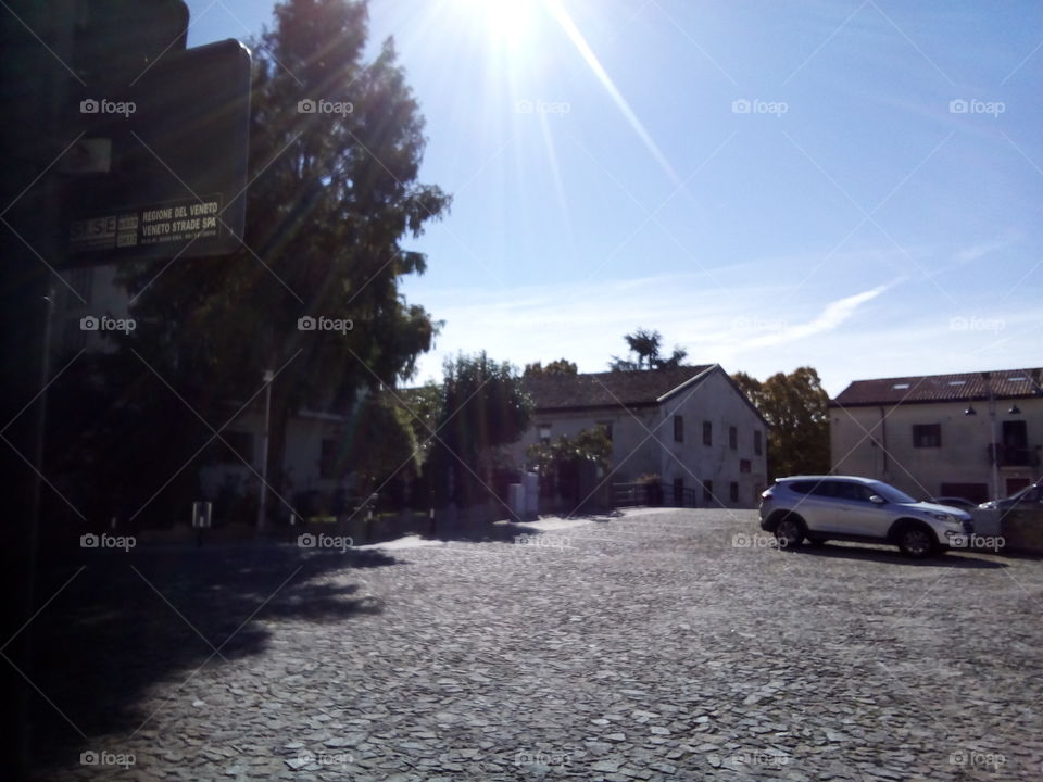 Ancient and historical area in a hot,sunny day under a softly-clouded sky