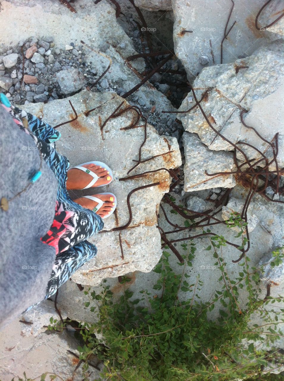 Feet view at the stones 