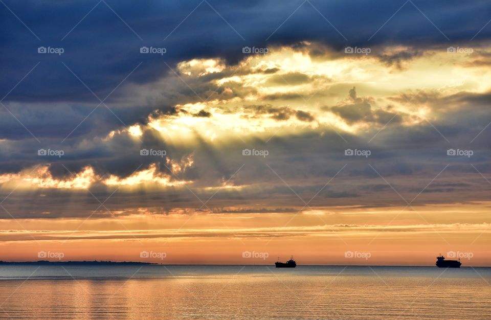 Beautiful sunrise over the baltic sea in gdynia