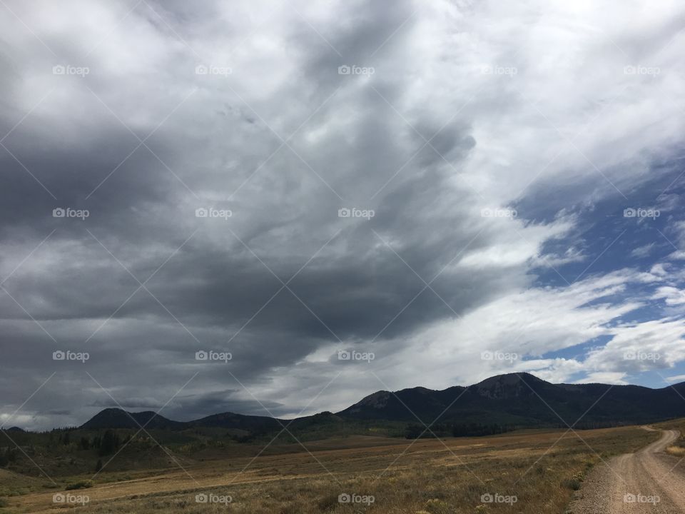 Dark clouds and mountains 