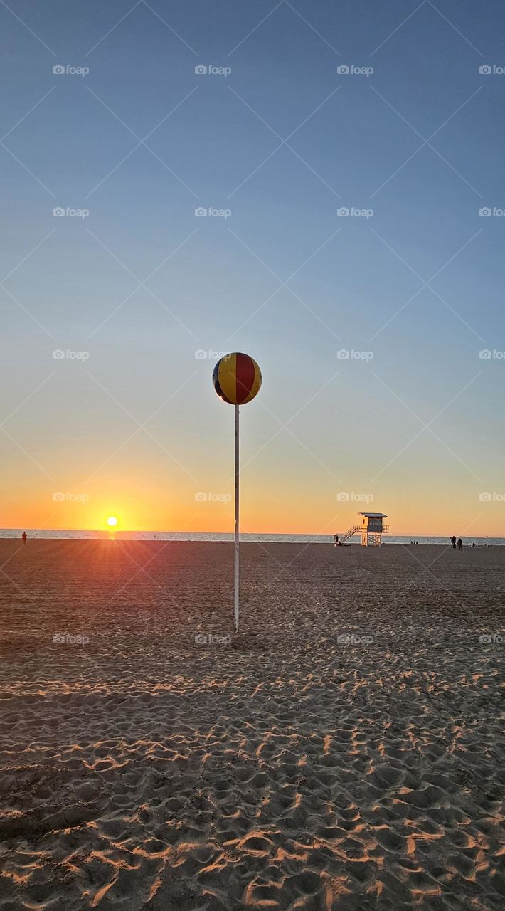 sunset on Deauville beach