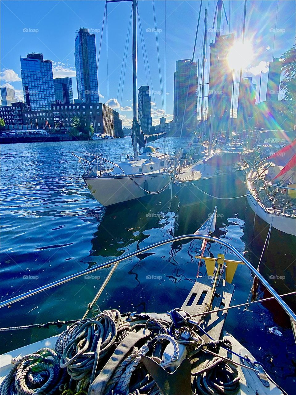 This is one of the most gorgeous views of the boats at “Newtown Creek” that one can possibly experience. The setting sun bathes everything in its warm glow and to make it even more beautiful it creates rainbow refractions. 2023. Hypnotic Productions