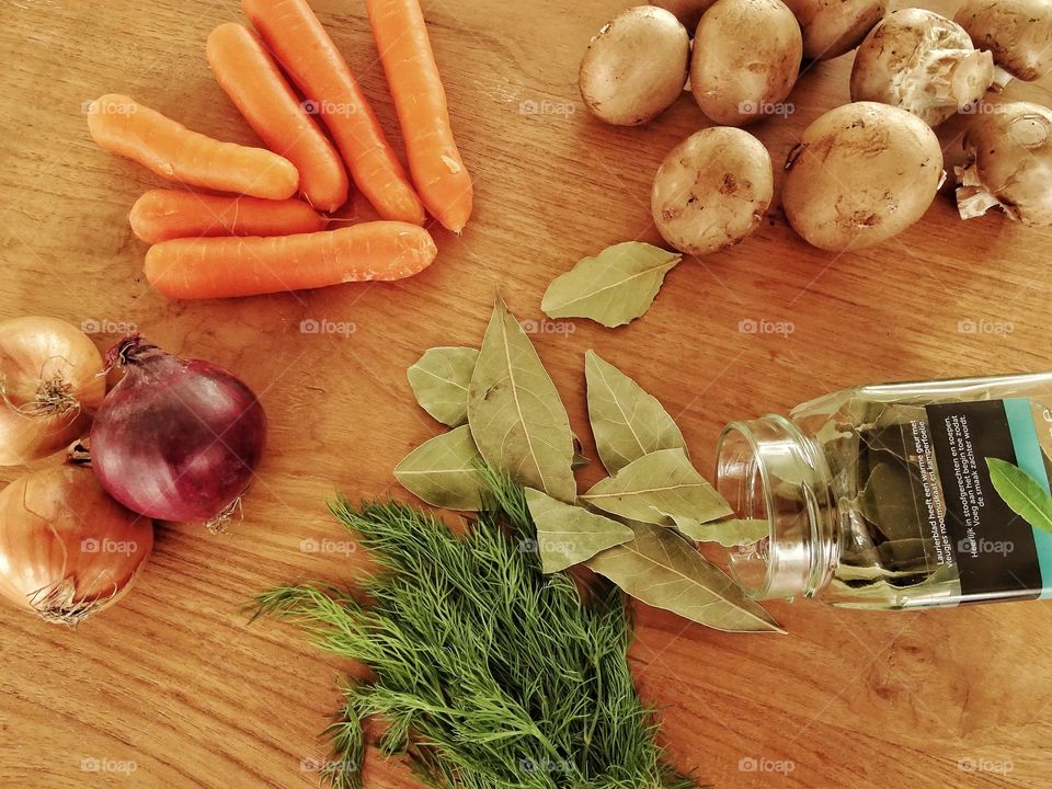 Herbs and vegetable