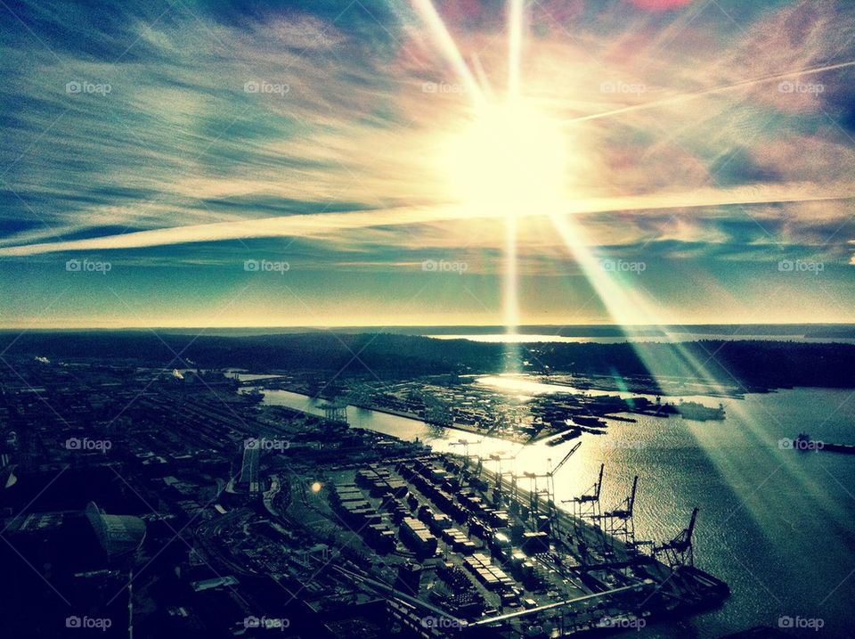 Seattle port from Columbia tower