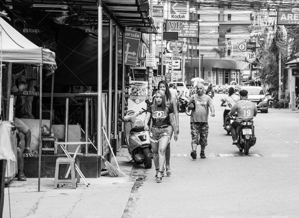 A view to the Street live of the Soi Buakhao of Pattaya District Chonburi in Thailand Southeast Asia
